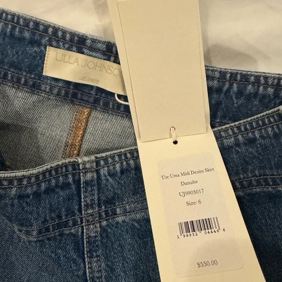 ULLA JOHNSON The Uma Midi Denim Skirt NWT - Picture 8 of 9